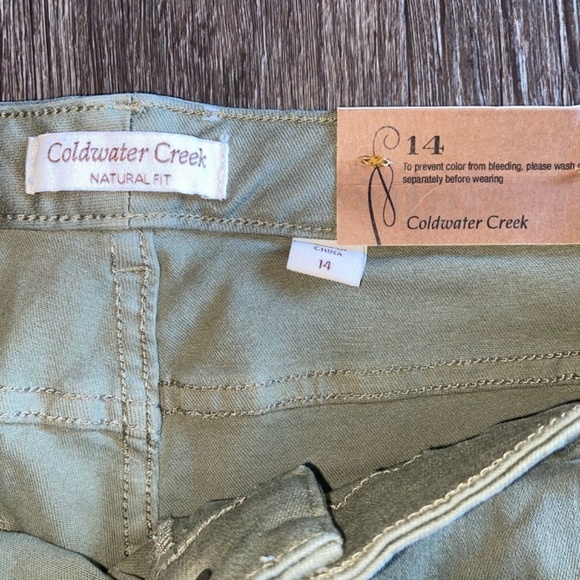 Cold water creek light olive green size 14 slim leg pants new - Picture 5 of 8